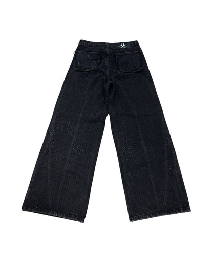 CZ RHINESTONE WASHED JEANS