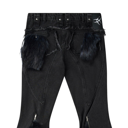 "005 CHAOS DREAM" FUR FLARE JEANS