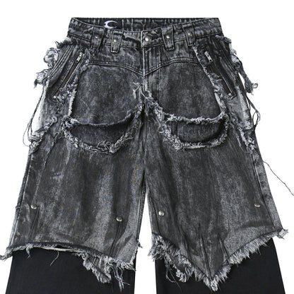 "005 CHAOS DREAM" WAXED GREY LAYER PANTS