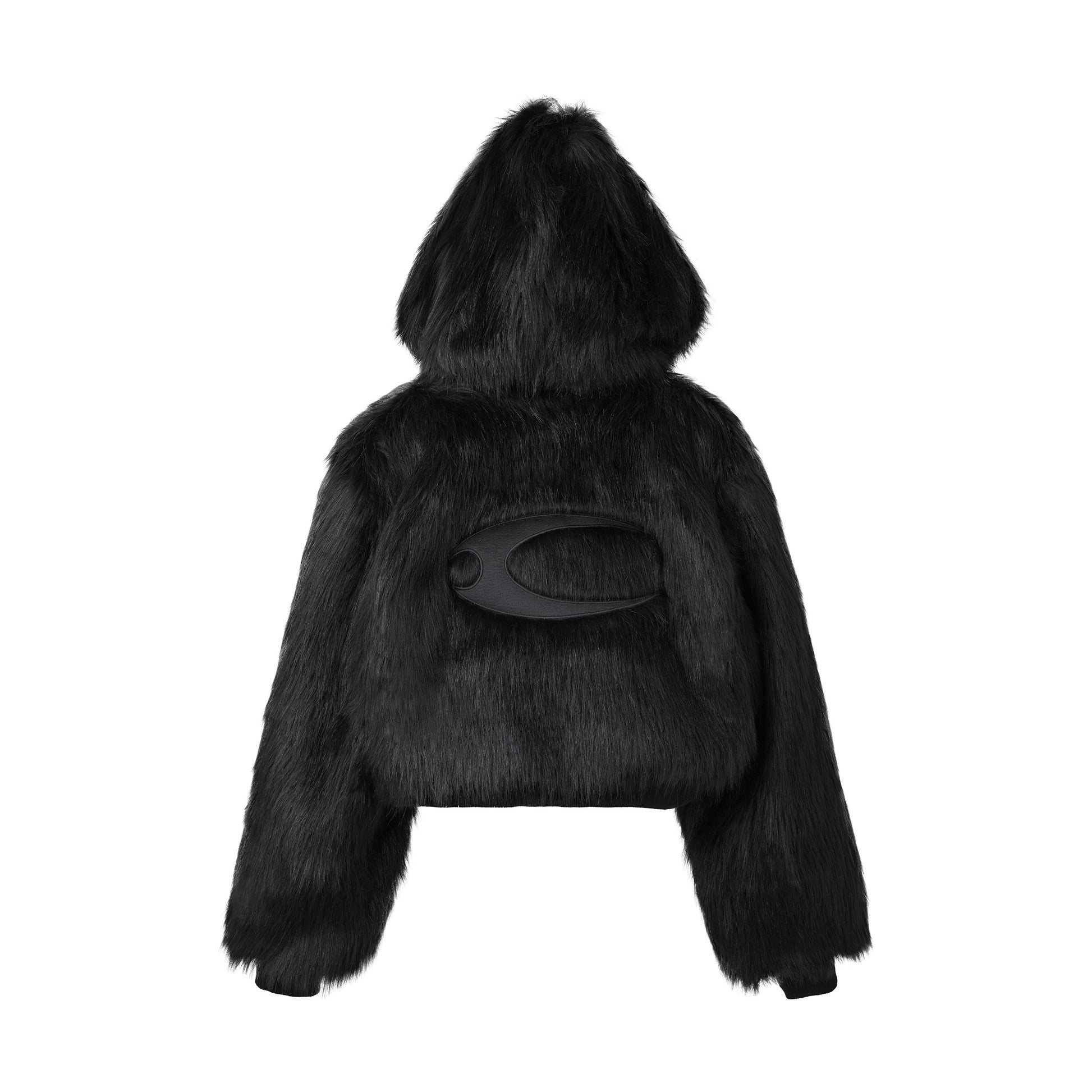 CZ FAUX FUR REVERSIBLE CROPPED JACKET ( BLACK )