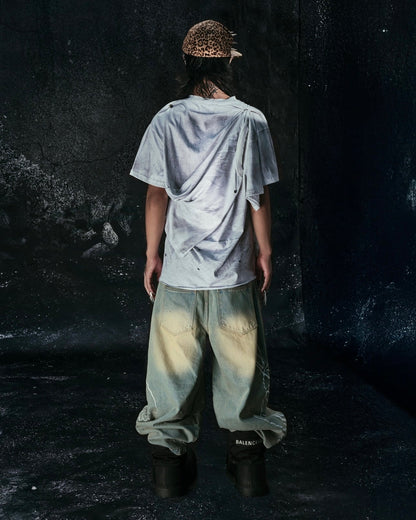 "CHAOS GIRL" WHITE WAXED T SHIRT