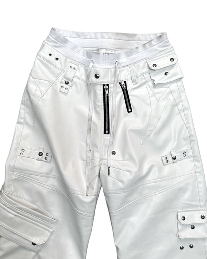 WHITE GHIDØRAH LEATHER CARGO PANTS