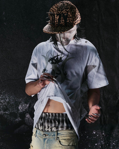 "CHAOS GIRL" WHITE WAXED T SHIRT