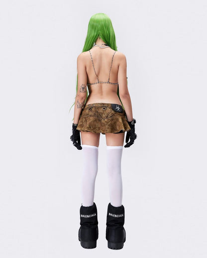 005 CHAOS DREAM WAXED CAMO SKIRT