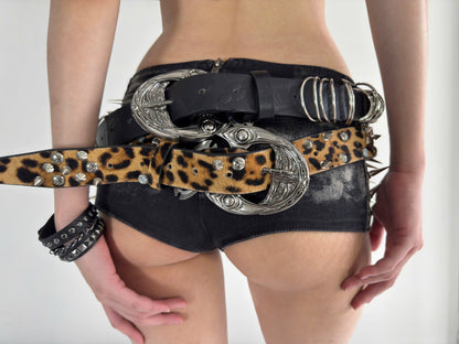 COZY STUDDED LEOPARD LEATHER BELT