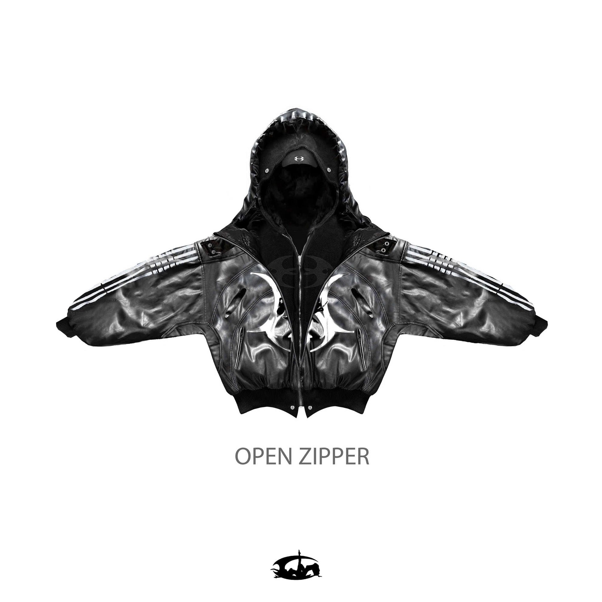 "BBY TECHBOI" 2 LAYER LEATHER SHELL HOODED JACKET