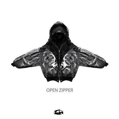 "BBY TECHBOI" 2 LAYER LEATHER SHELL HOODED JACKET