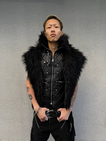 SL Black Covenant Fur Leather Vest