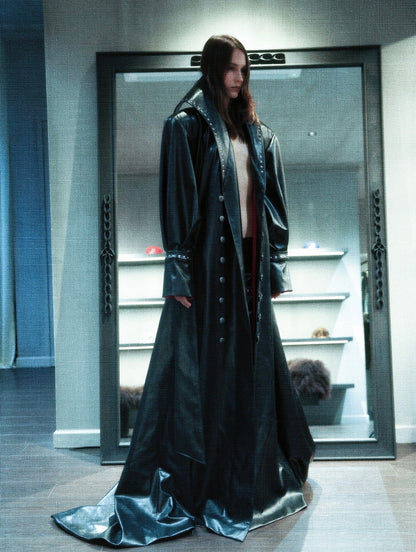 “DARK REQUIEM” Leather Trench Coat