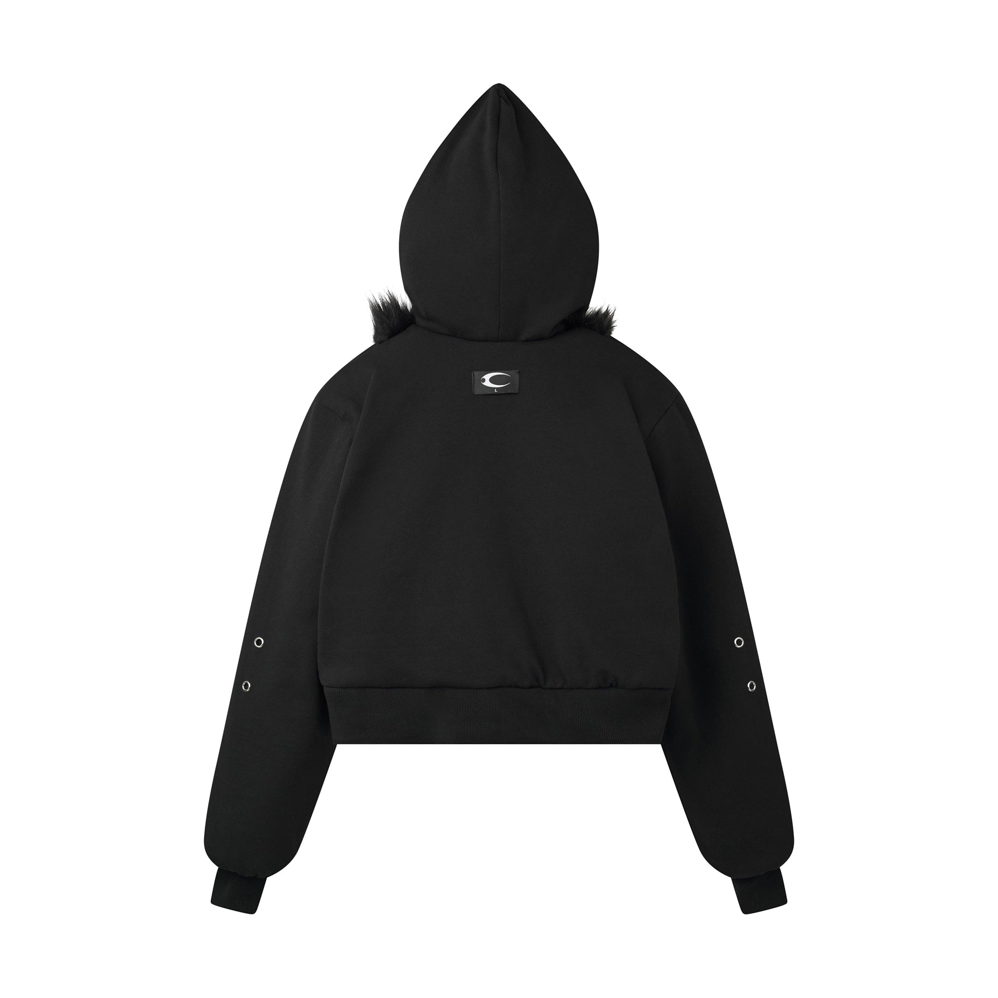 CZ FAUX FUR REVERSIBLE CROPPED JACKET ( BLACK )