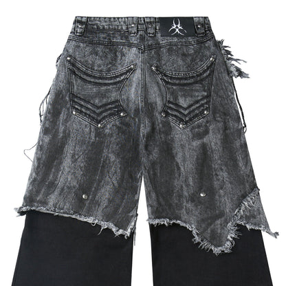 "005 CHAOS DREAM" WAXED GREY LAYER PANTS