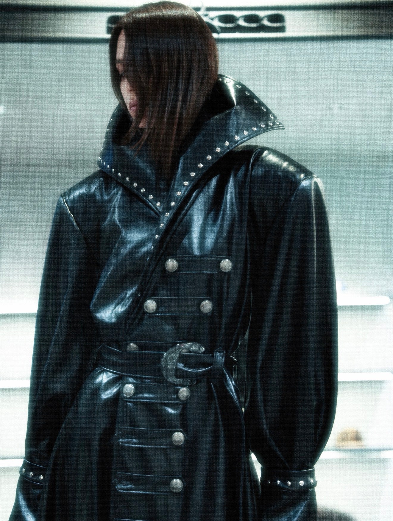 “DARK REQUIEM” Leather Trench Coat