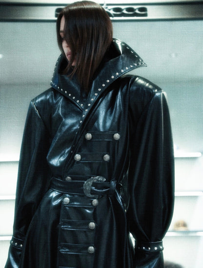 “DARK REQUIEM” Leather Trench Coat
