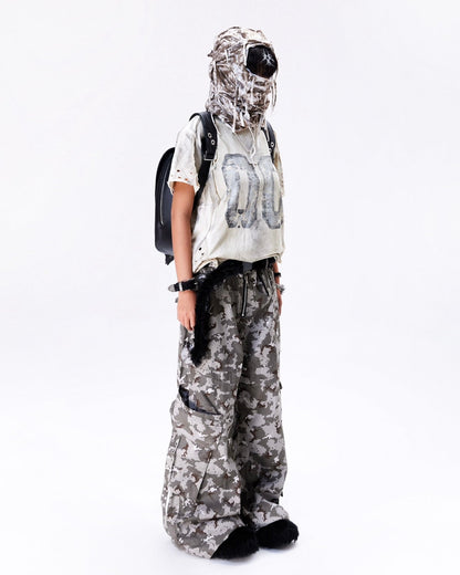 "005 MILLY" CAMO FLAG CARGO PANTS