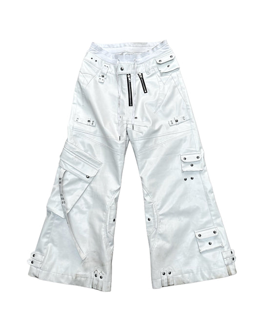 WHITE GHIDØRAH LEATHER CARGO PANTS