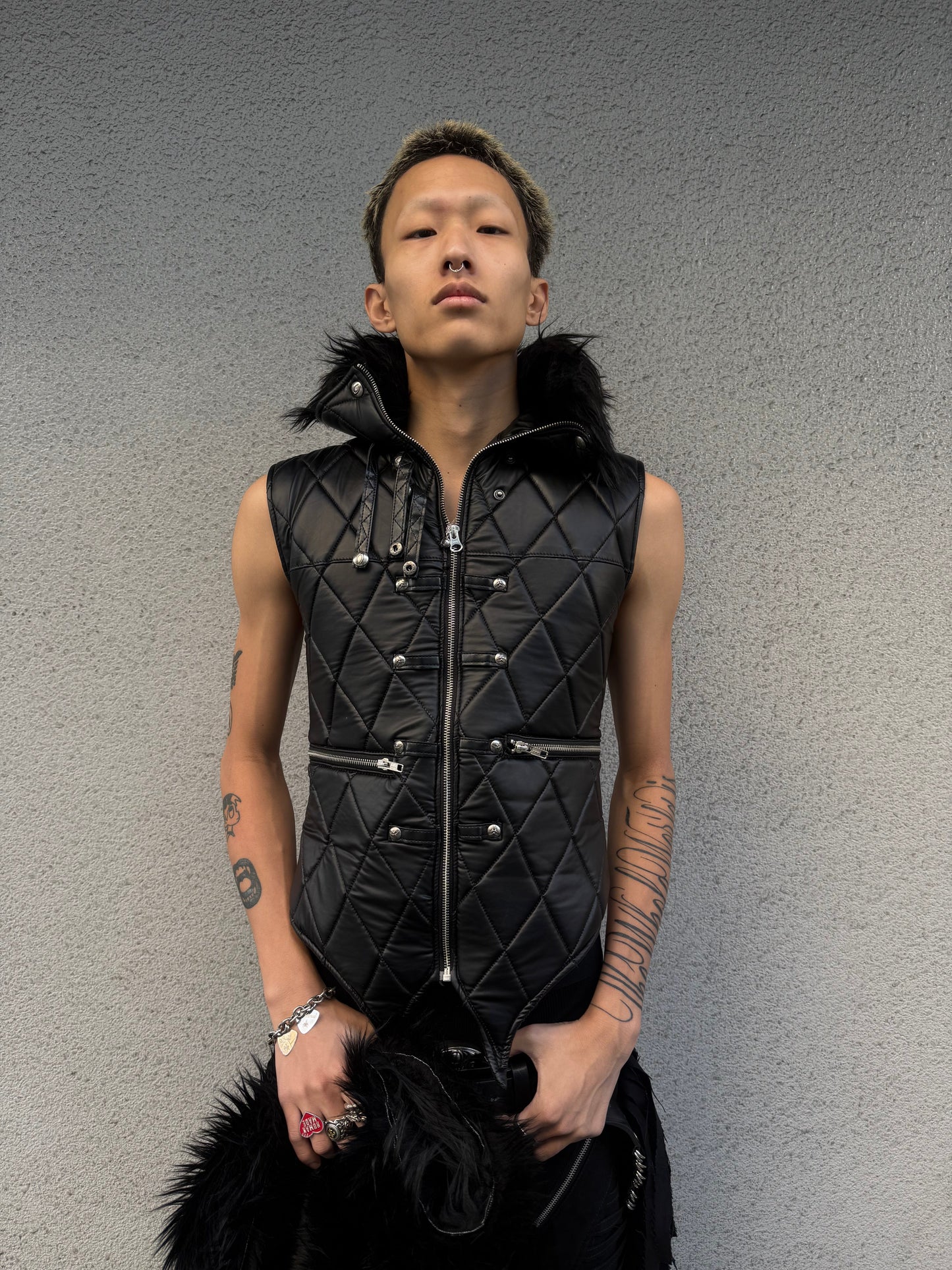 SL Black Covenant Fur Leather Vest