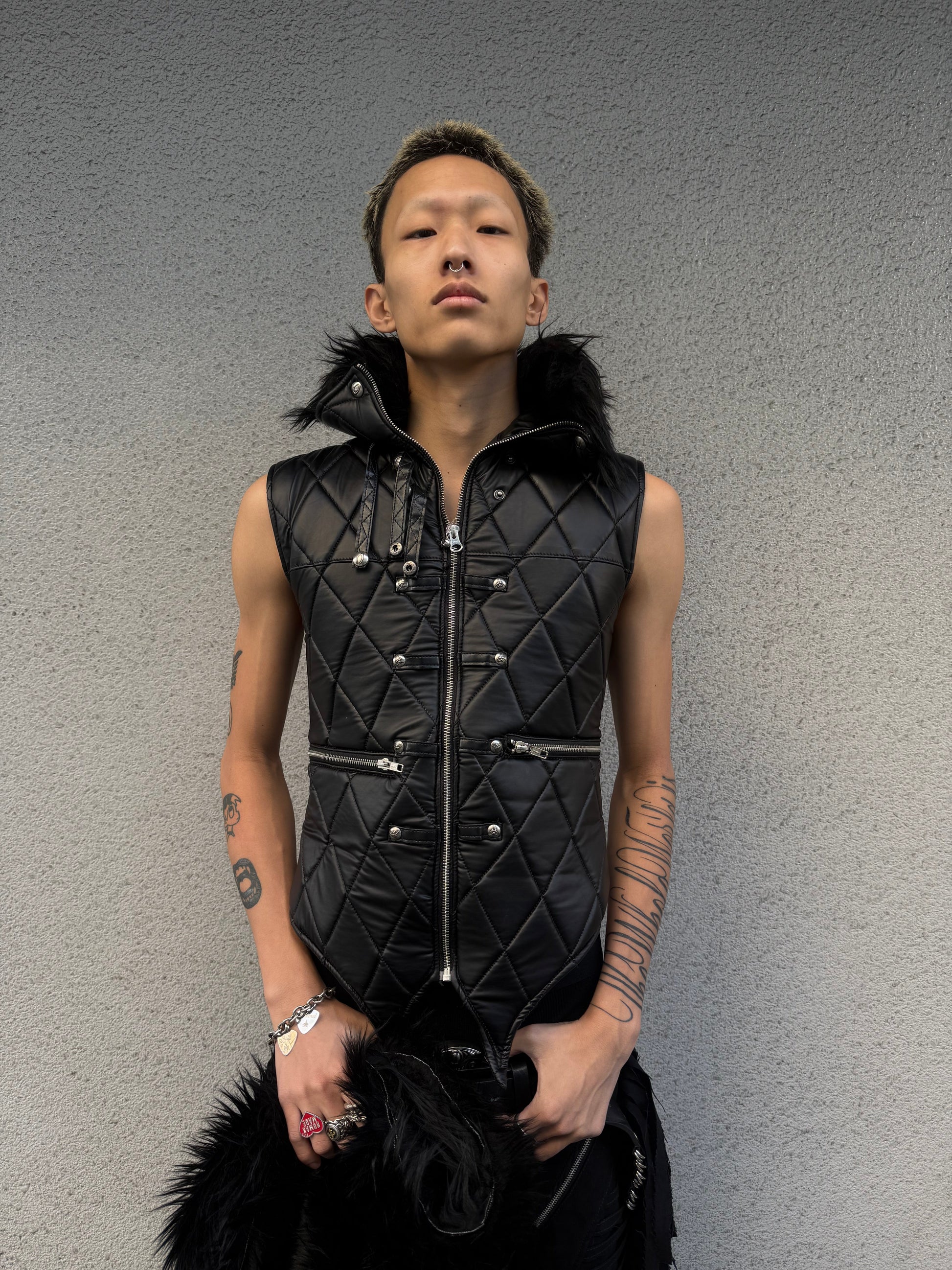 SL Black Covenant Fur Leather Vest