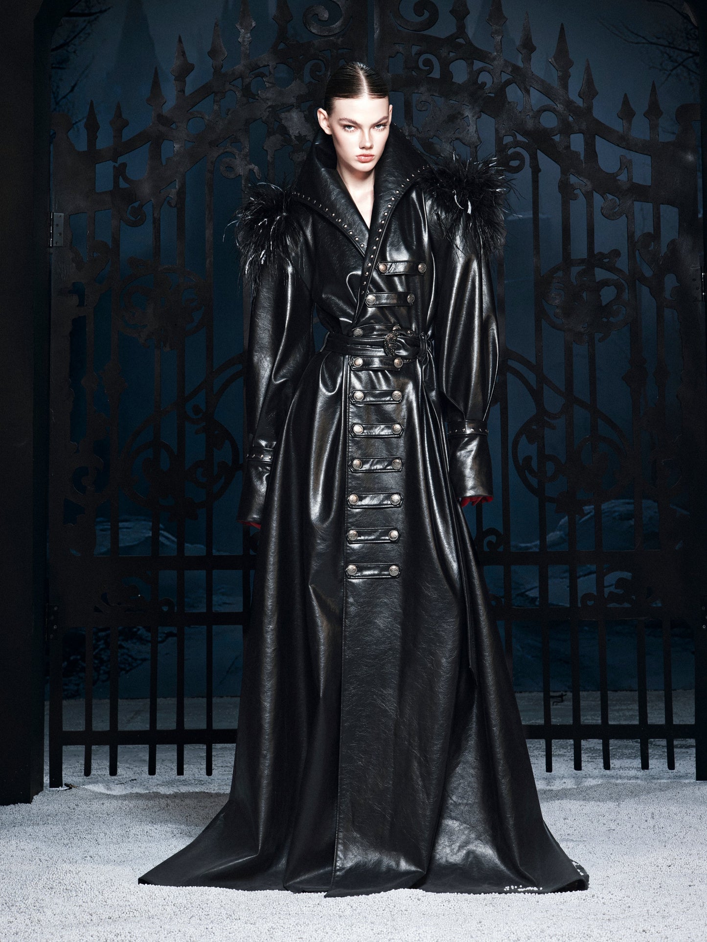 “DARK REQUIEM” Leather Trench Coat