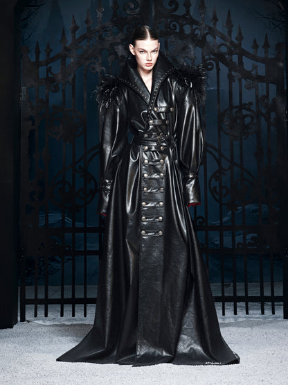 “DARK REQUIEM” Leather Trench Coat