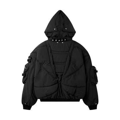 COZY CHAOS BLACK REVERSIBLE BOMBER JACKET