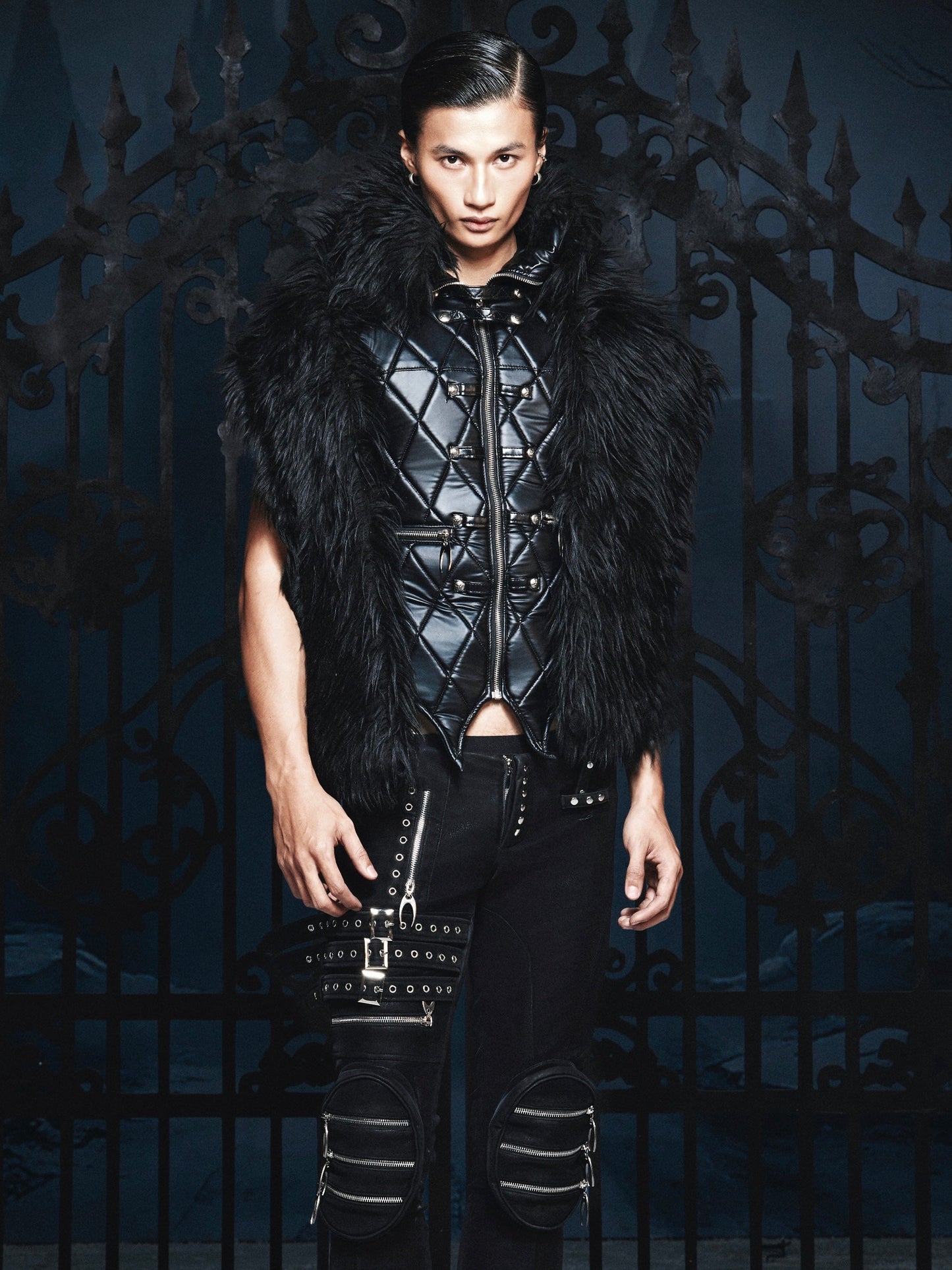 SL Black Covenant Fur Leather Vest