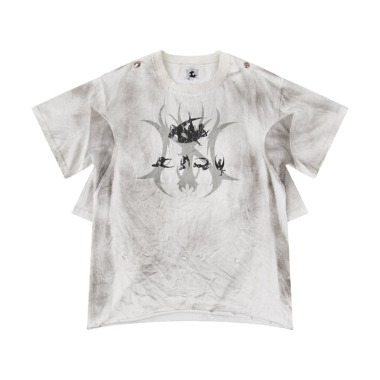 "CHAOS GIRL" WHITE WAXED T SHIRT