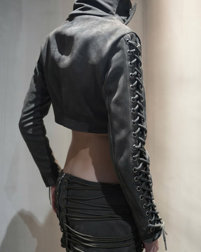GREY RAWHIDE SPINE LEATHER SET