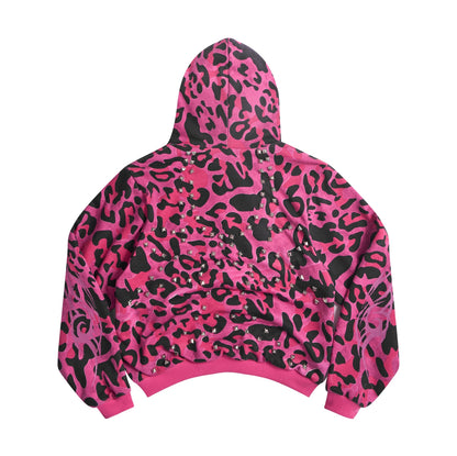 PINK GLAMOUR STUDDED 2SIDES HOODZIP