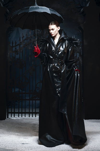 “DARK REQUIEM” Leather Trench Coat