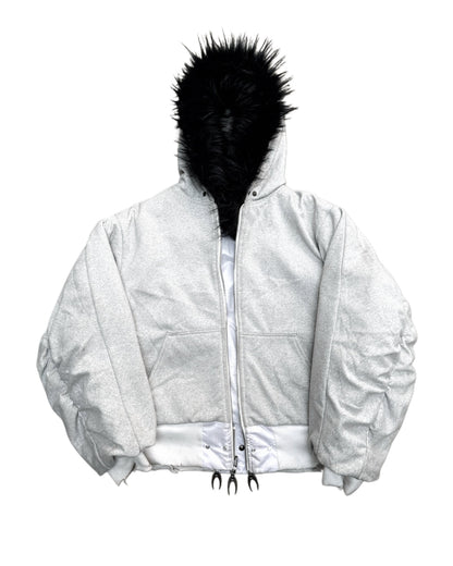 COZY CHAOS WHITE REVERSIBLE BOMBER JACKET