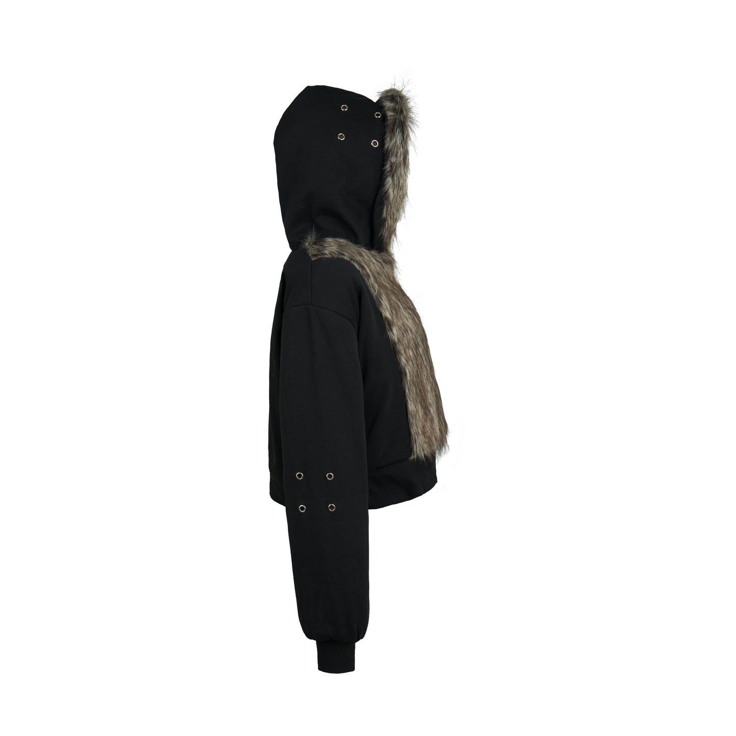 CZ FAUX FUR REVERSIBLE CROPPED JACKET ( BEIGE )
