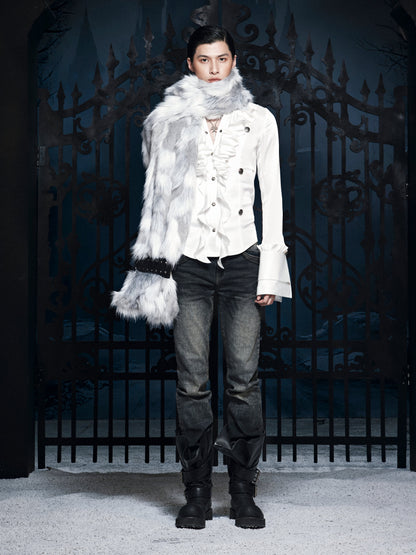 SL OVERSIZED GREY MIXED SCARF