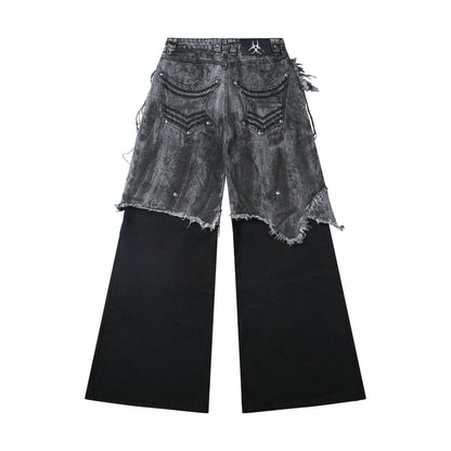 "005 CHAOS DREAM" WAXED GREY LAYER PANTS