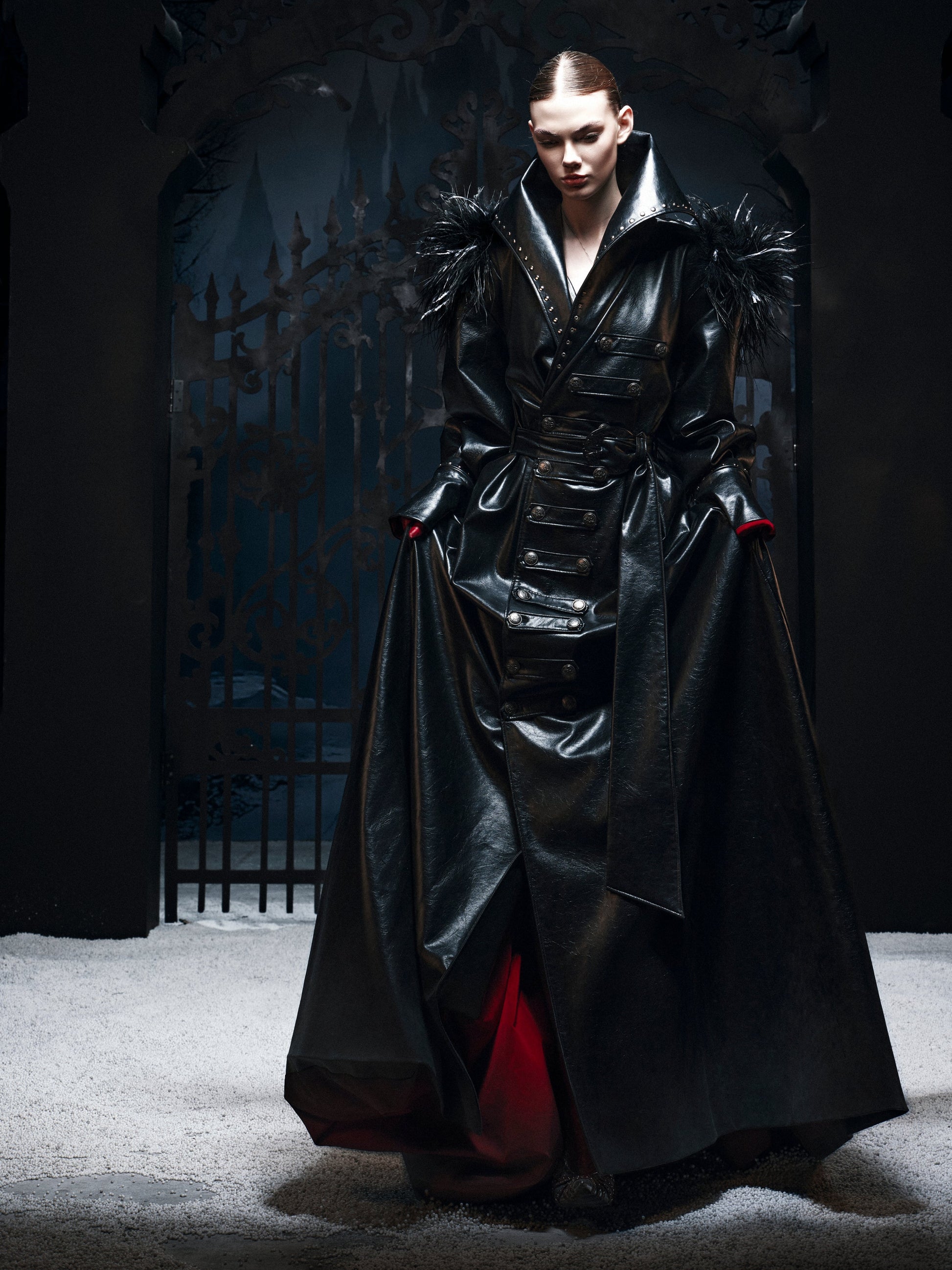 “DARK REQUIEM” Leather Trench Coat