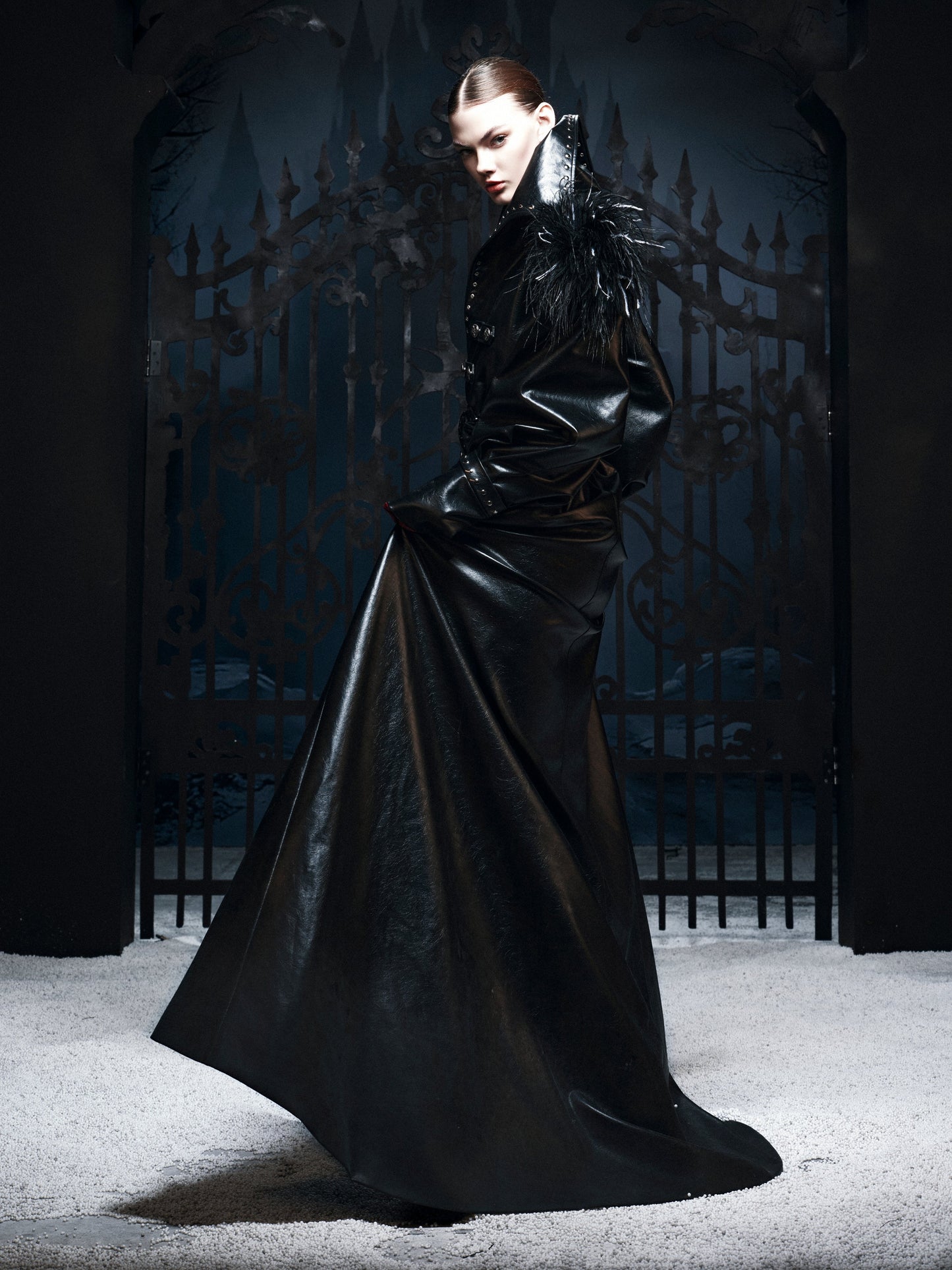 “DARK REQUIEM” Leather Trench Coat