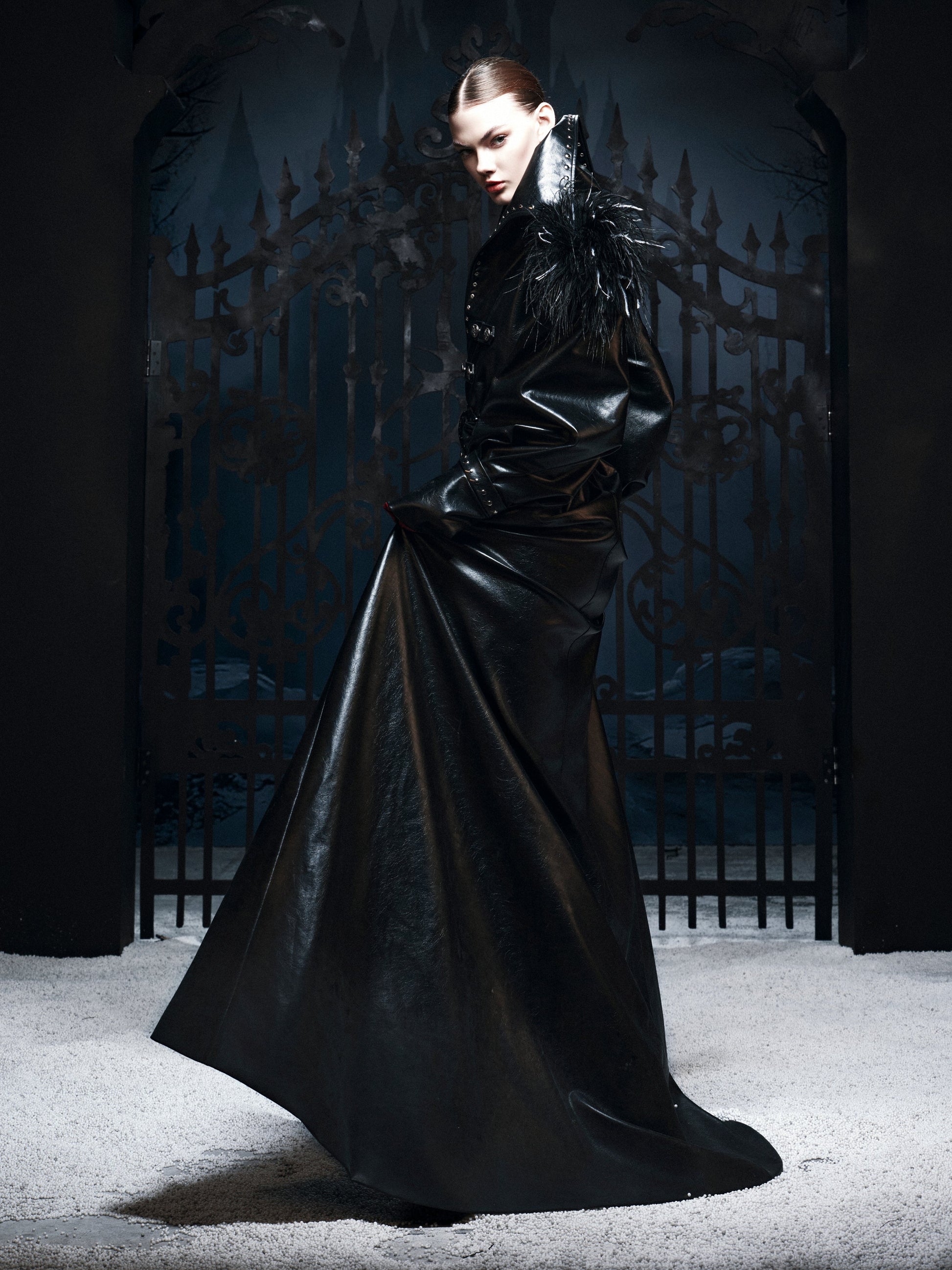 “DARK REQUIEM” Leather Trench Coat