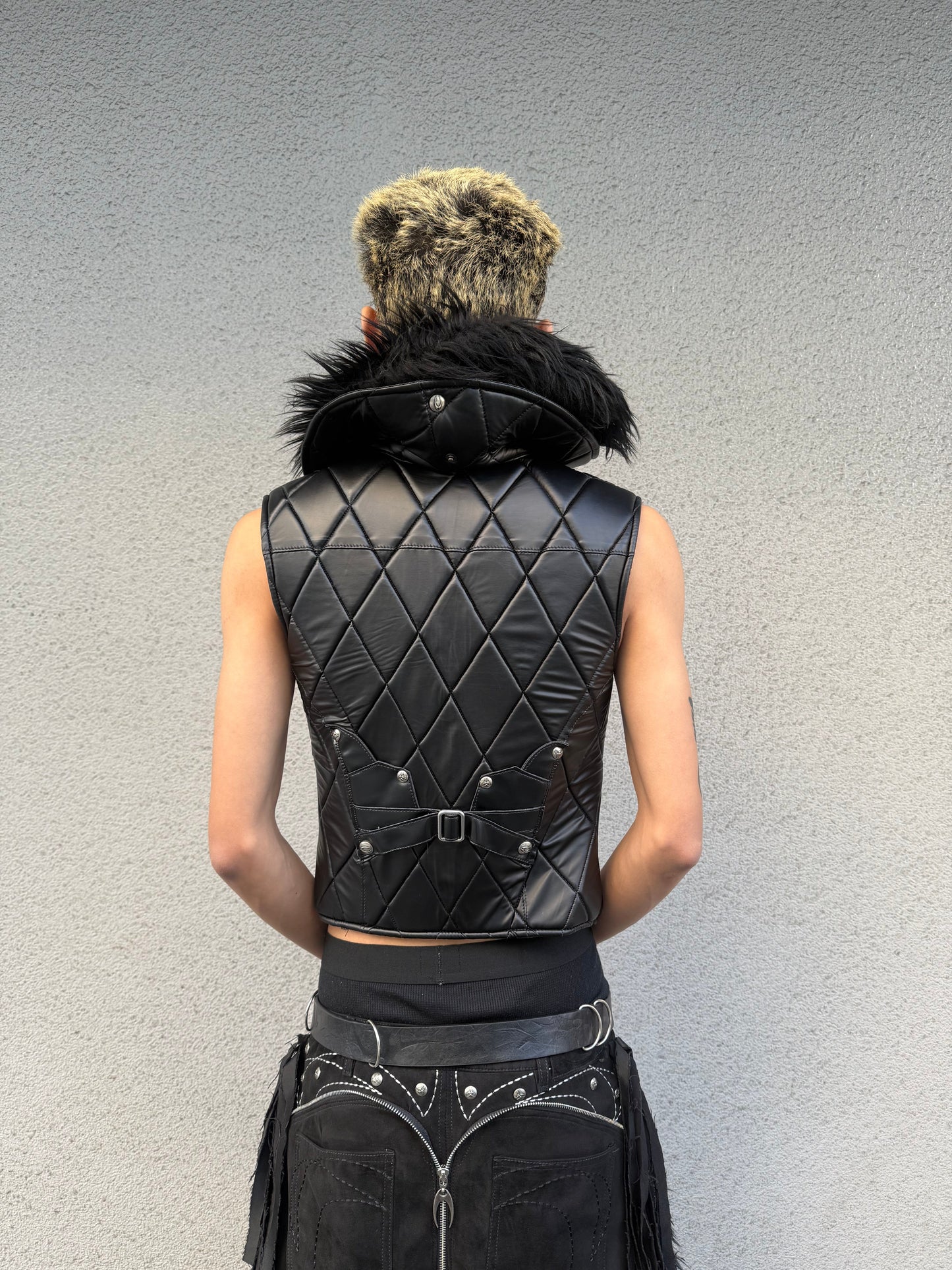SL Black Covenant Fur Leather Vest