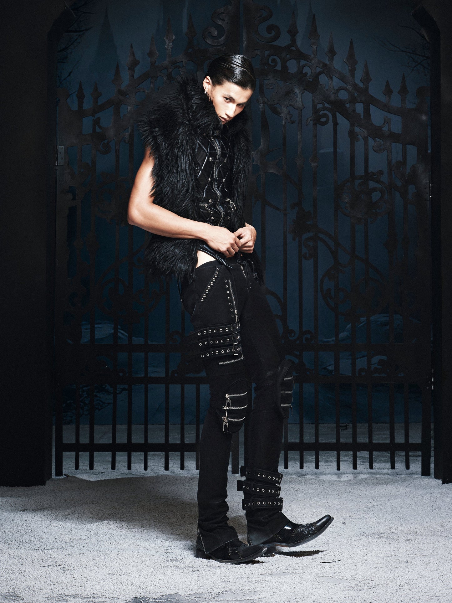 SL Black Covenant Fur Leather Vest