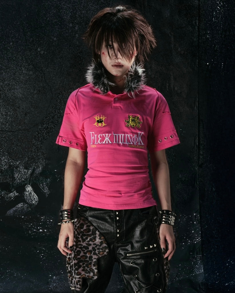 "BBY TECHBOI" FUR PINK POLO