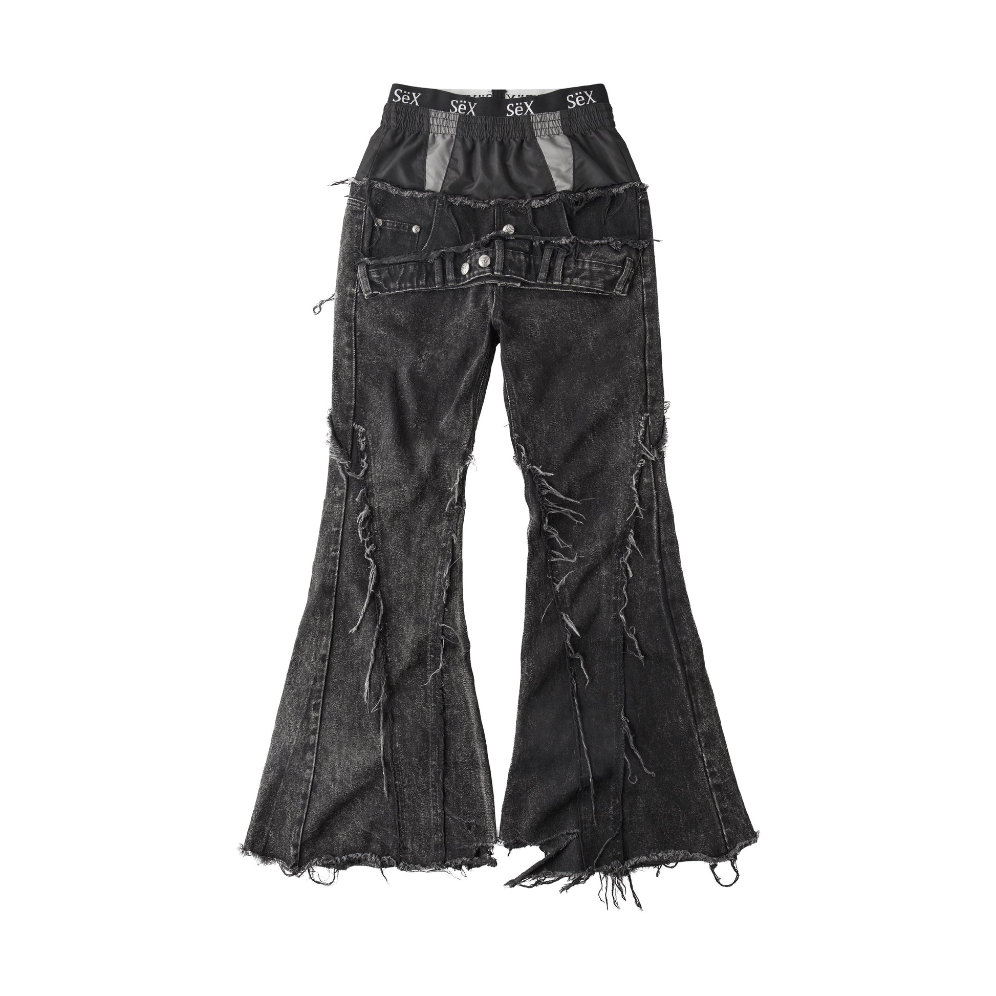 COZY25 TRIPPLE LAYER WAXED FLARED JEANS