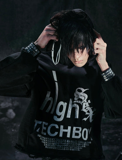 "TECH B0Y" STUDDED HOODIE