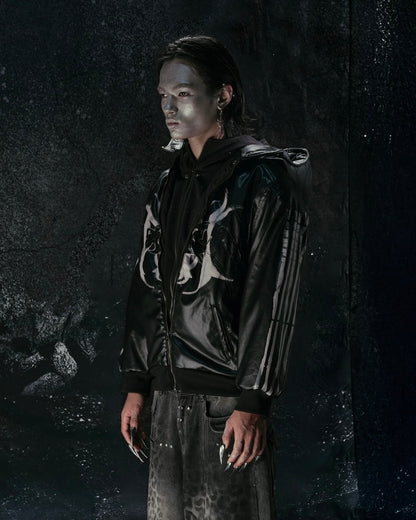 "BBY TECHBOI" 2 LAYER LEATHER SHELL HOODED JACKET