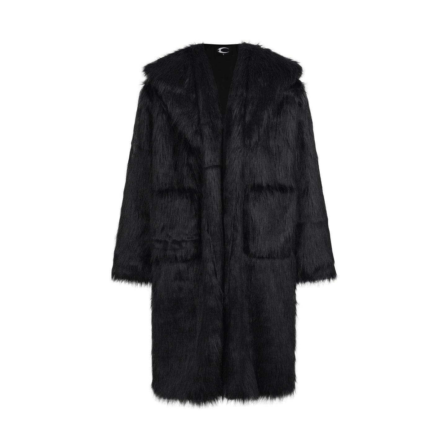 CZ FAUX FUR LONG COAT ( BLACK )