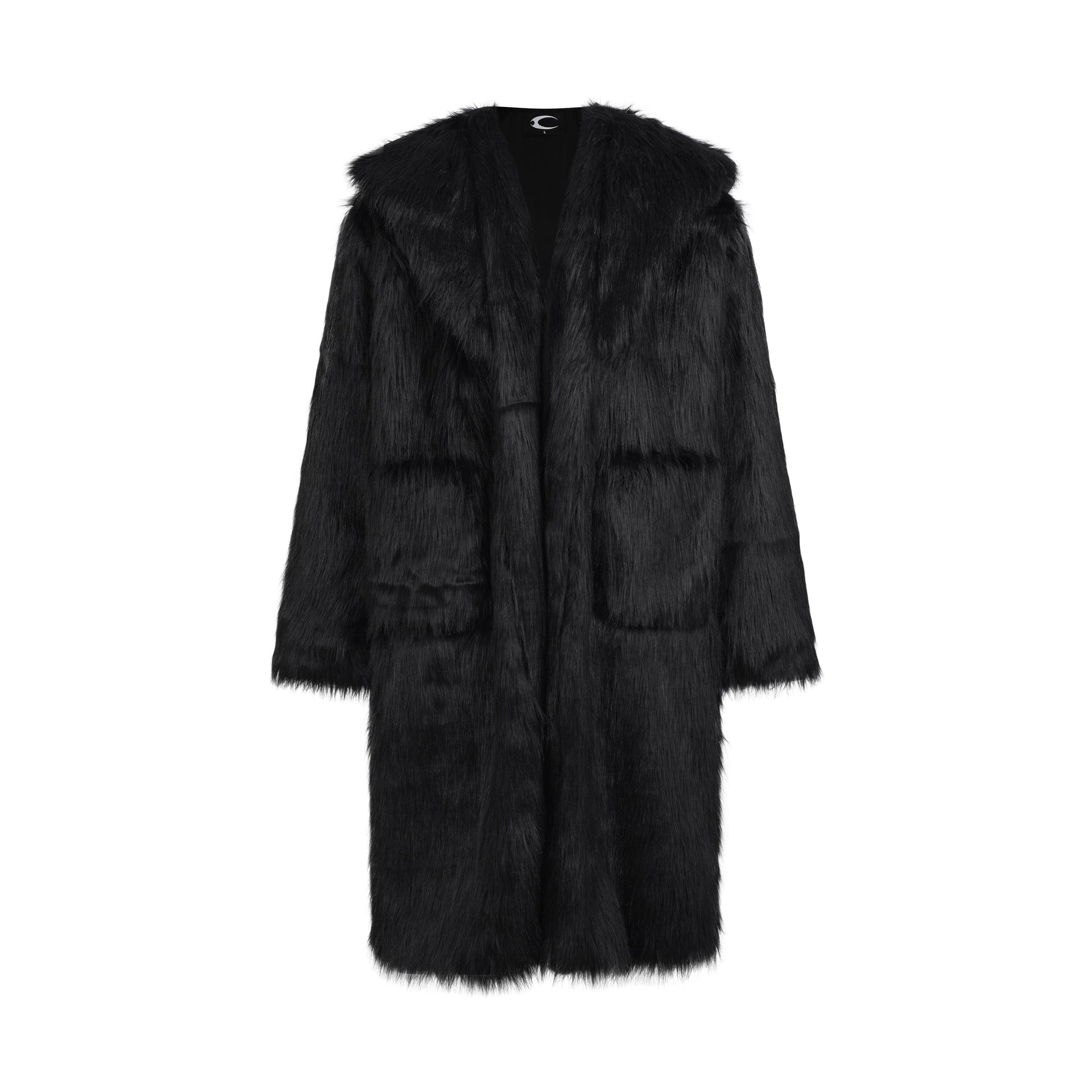 CZ FAUX FUR LONG COAT ( BLACK )