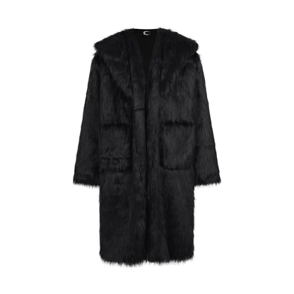 CZ FAUX FUR LONG COAT ( BLACK )