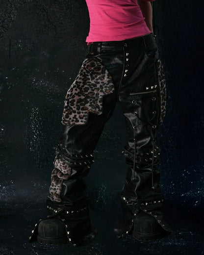"FLAWLESS" LEOPARD LEATHER PYTHON SKINNY FLARED