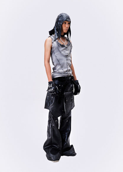 "005 CHAOS DREAM" LEATHER SKIRT PANTS