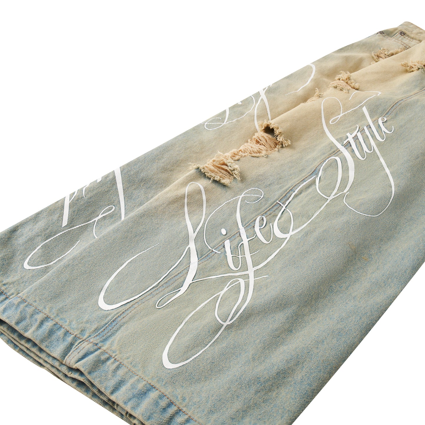 "LIFESTYLE" VINTAGE WAXED BAGGY JEANS
