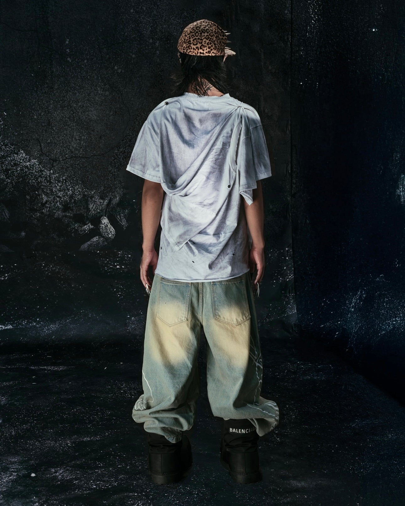 "LIFESTYLE" VINTAGE WAXED BAGGY JEANS