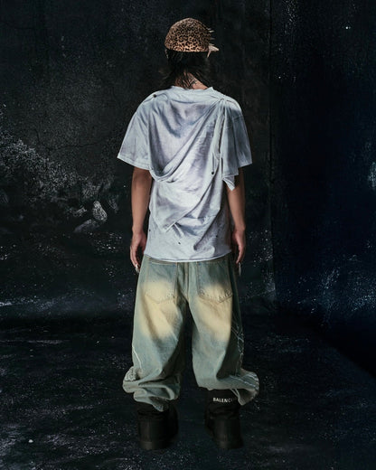 "LIFESTYLE" VINTAGE WAXED BAGGY JEANS